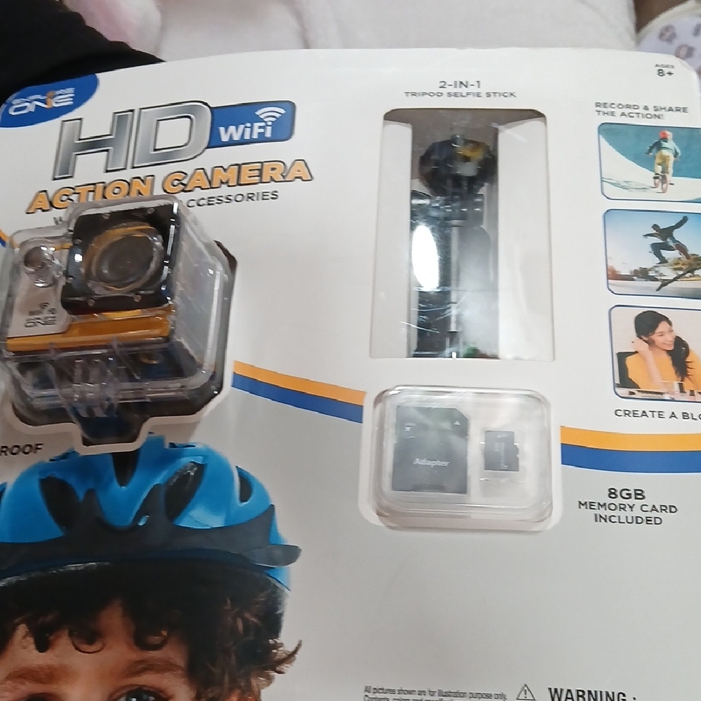 HD Action Camera Kit with Waterproof Case - Black and Gold